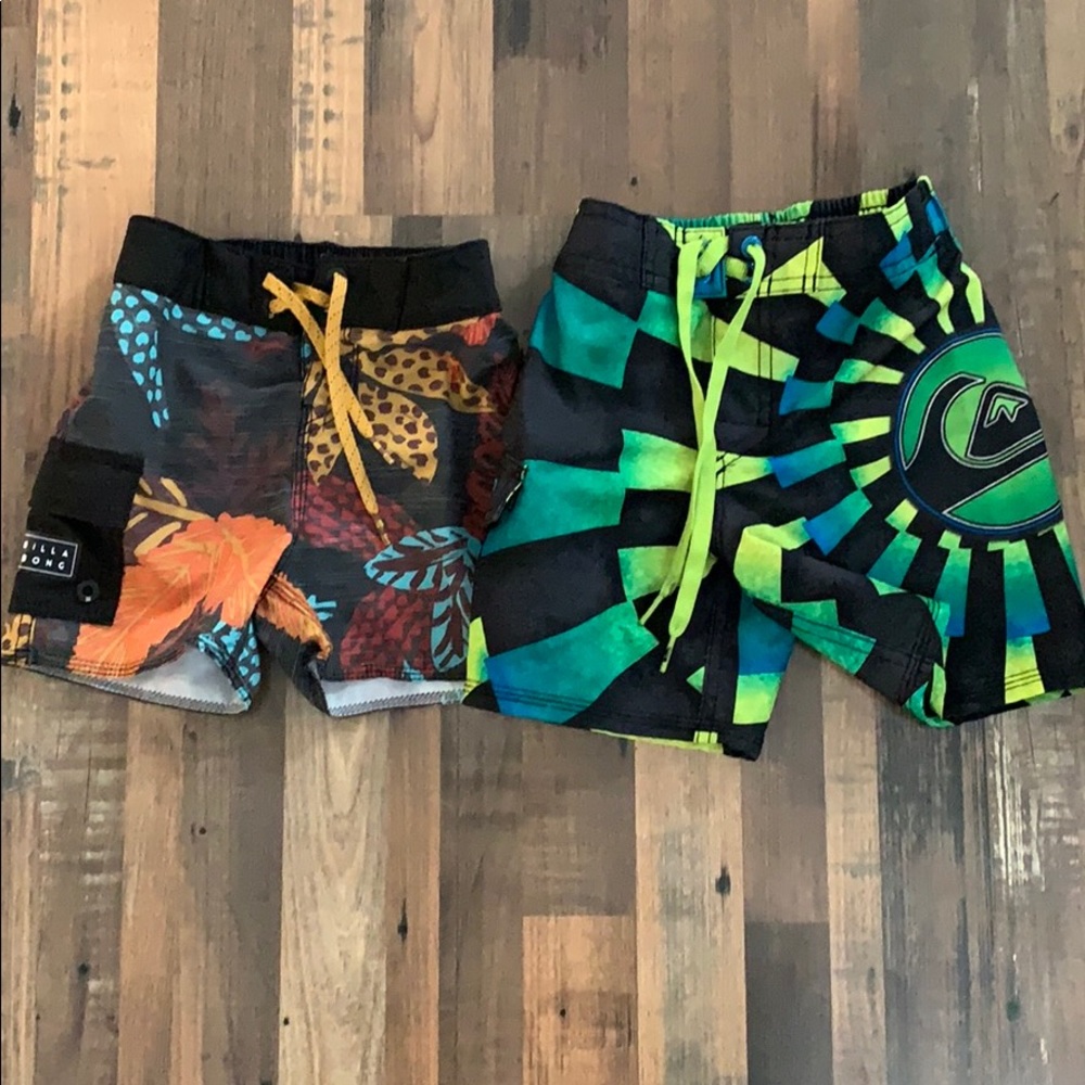 Billabong and Quicksilver Trunks- 2T